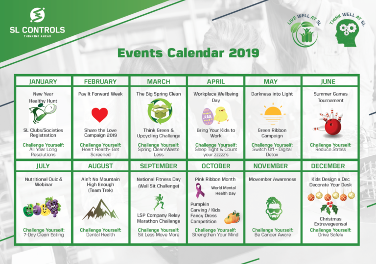 SL Controls Launches 2019 Employee Health & Wellbeing Events Calendar