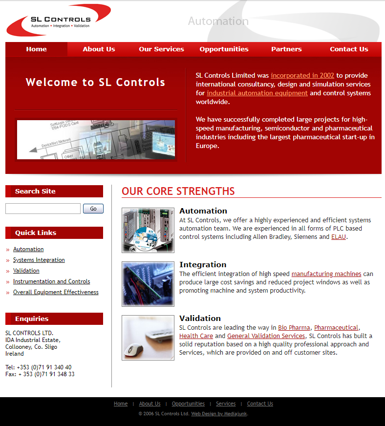SL Controls former company website and logo