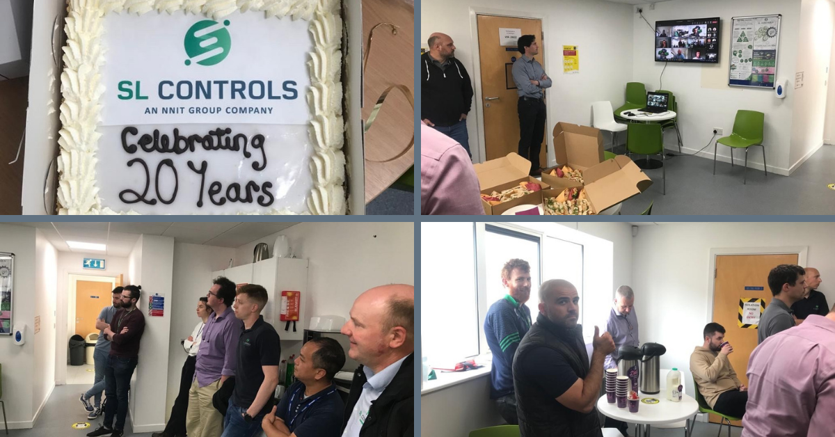 Staff in the Limerick office celebrating SL Controls 20th anniversary