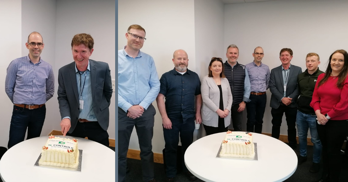 Staff in the Sligo office celebrating SL Controls 20th anniversary